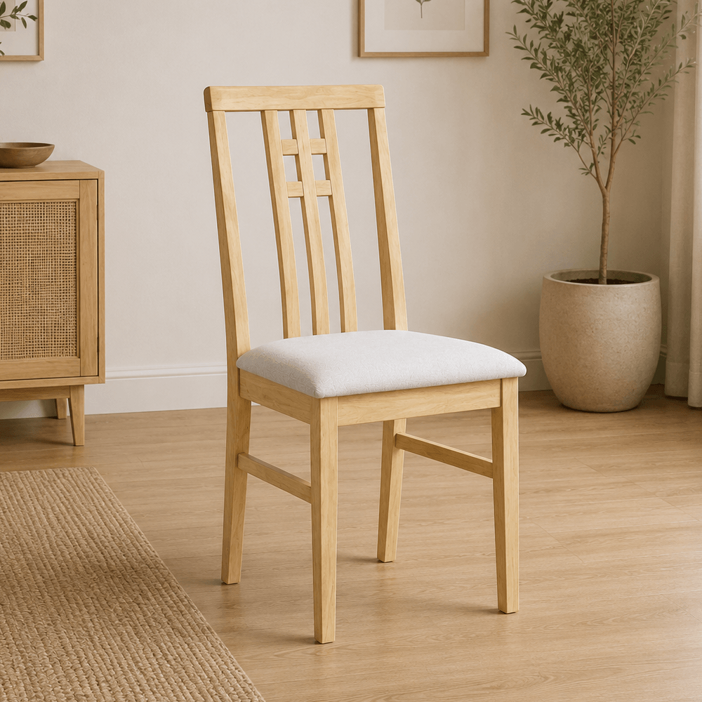 Scaun, stejar sonoma deschis/material crem, SILAS NEW — imaginea 3