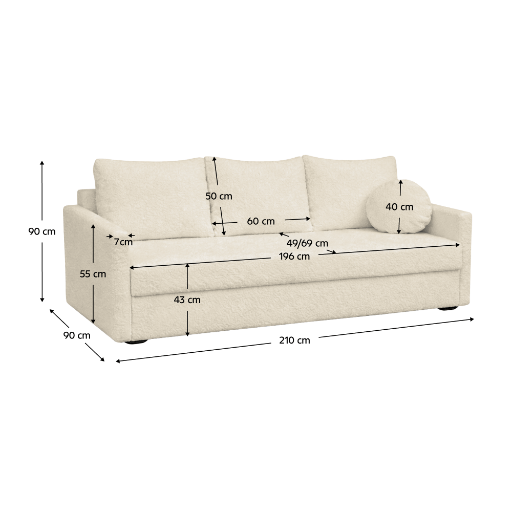 Canapea extensibila, crem, ZERUS — imaginea 4