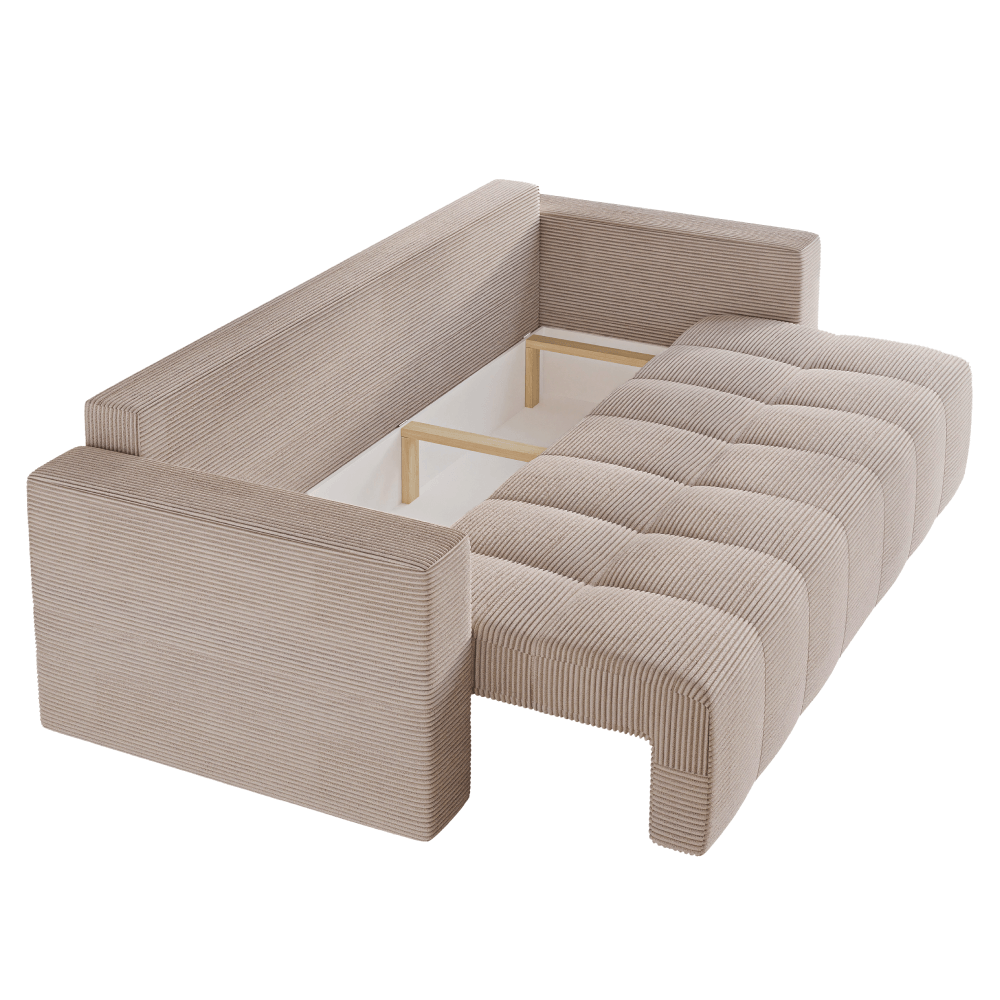 Canapea extensibila, bej Taupe, LEONY — imaginea 4