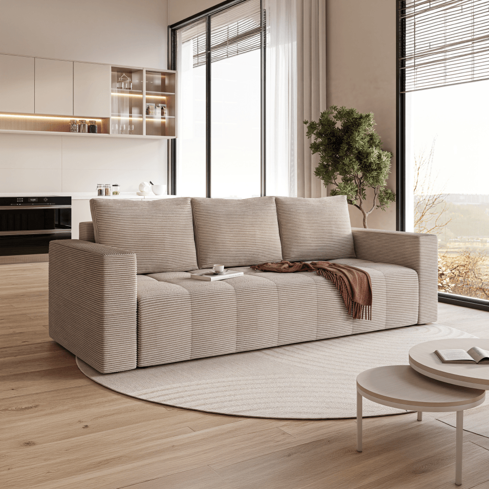Canapea extensibila, bej Taupe, LEONY — imaginea 6