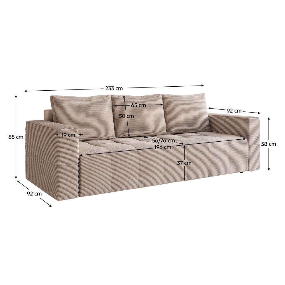 Canapea extensibila, bej Taupe, LEONY — imaginea 8