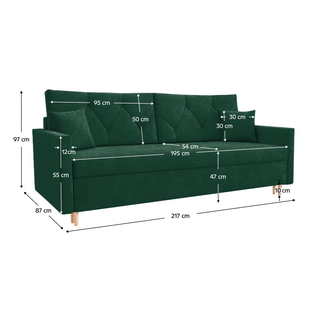 Canapea extensibila, verde, VALEN — imaginea 7