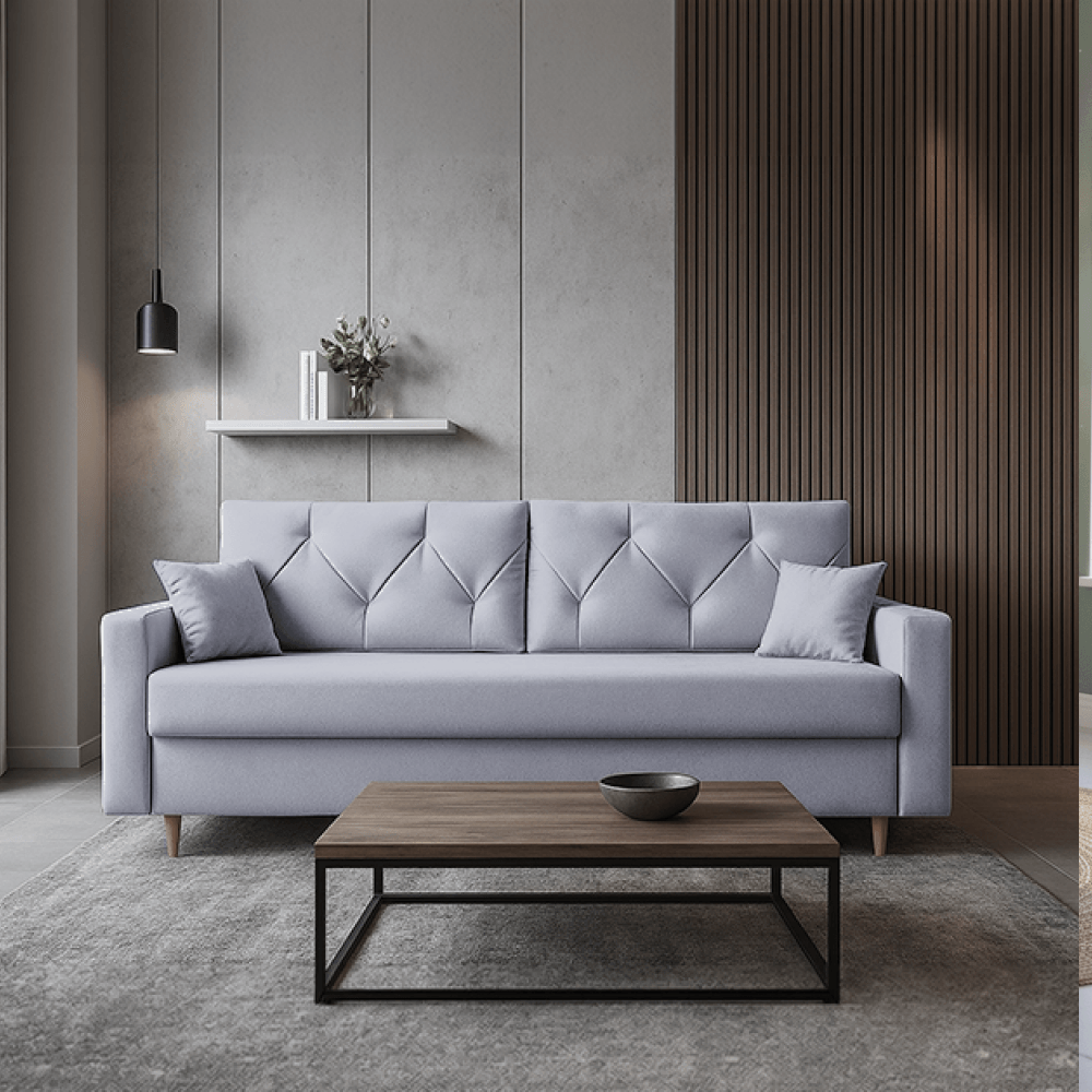 Canapea extensibila, gri deschis, VALEN — imaginea 4