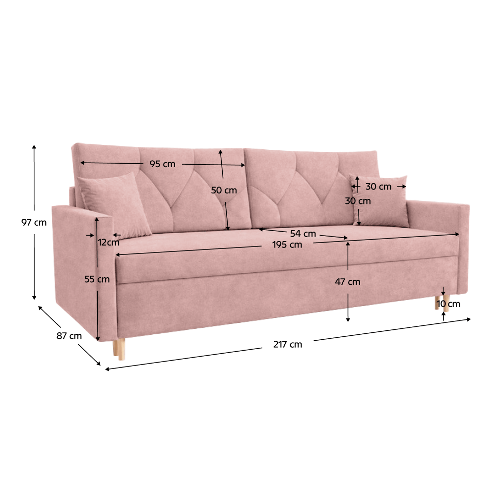 Canapea extensibila, roz, VALEN — imaginea 7
