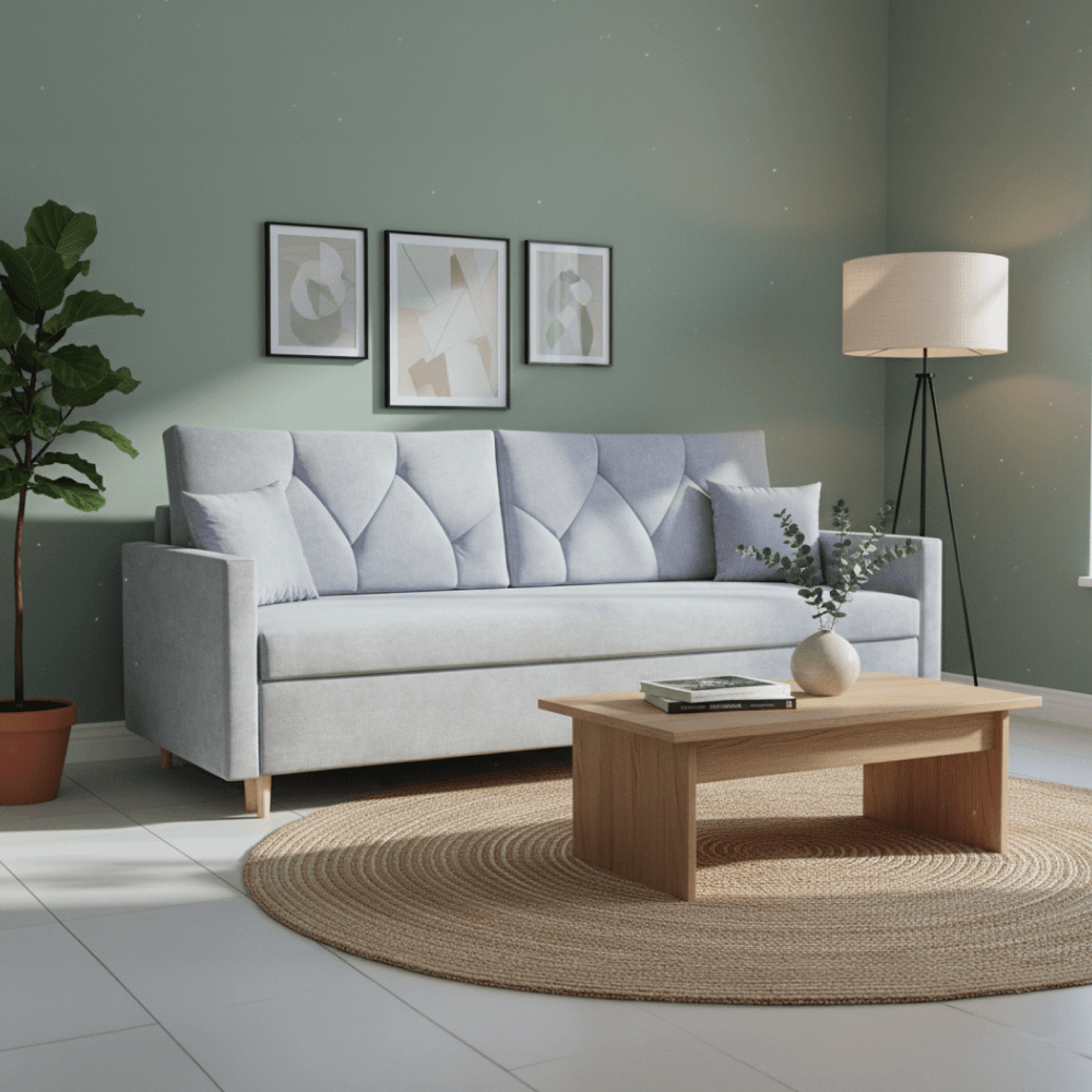 Canapea extensibila, gri deschis, VALEN — imaginea 8