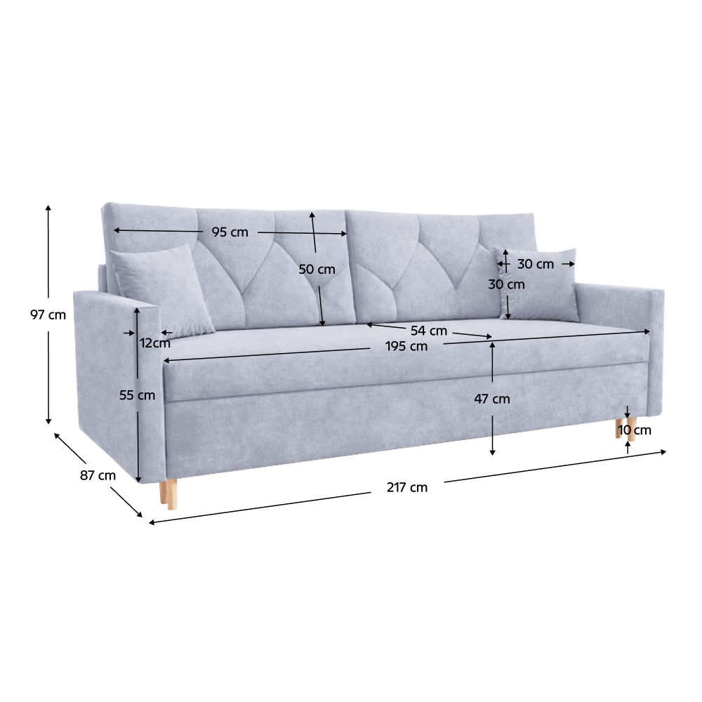 Canapea extensibila, gri deschis, VALEN — imaginea 9