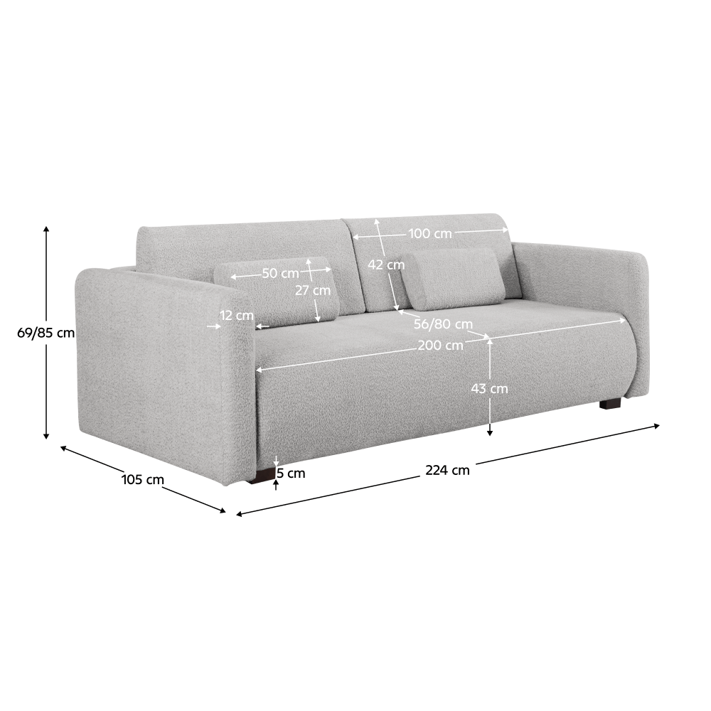 Canapea extensibila, gri deschis, ALIBA — imaginea 8