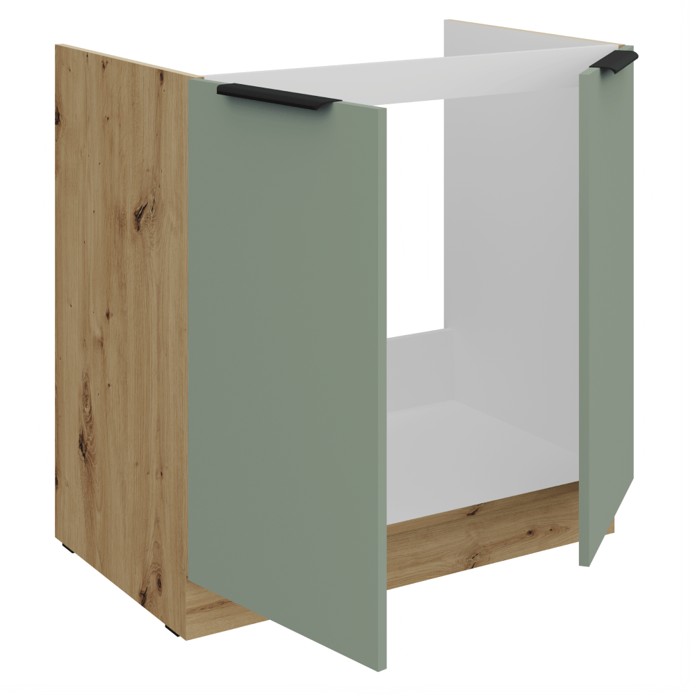 Dulapior pentru chiuveta, aquamarine/stejar artisan, ARSANY 80 ZL 2F BB — imaginea 2