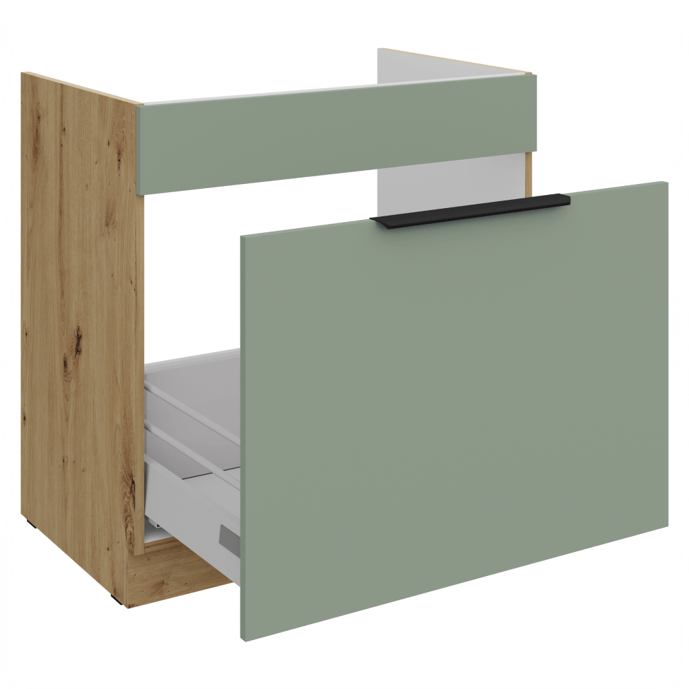 Dulapior pentru chiuveta, aquamarine/stejar artisan, ARSANY 80 ZL 1S BB — imaginea 2