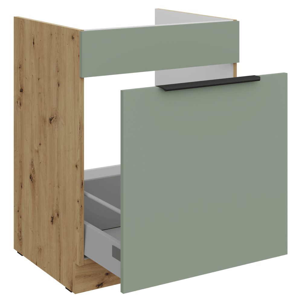 Dulapior pentru chiuveta, aquamarine/stejar artisan, ARSANY 60 ZL 1S BB — imaginea 2