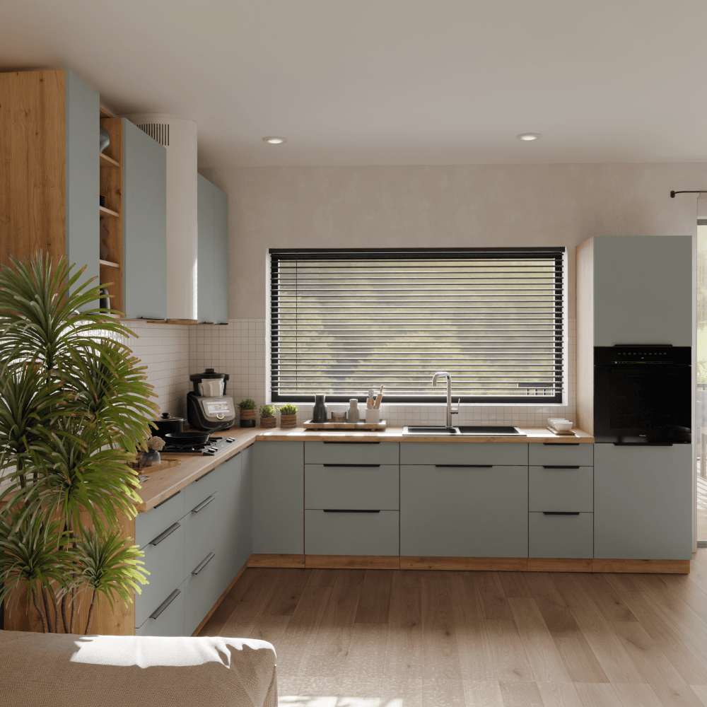 Dulapior pentru chiuveta, aquamarine/stejar artisan, ARSANY 80 ZL 2F BB — imaginea 6