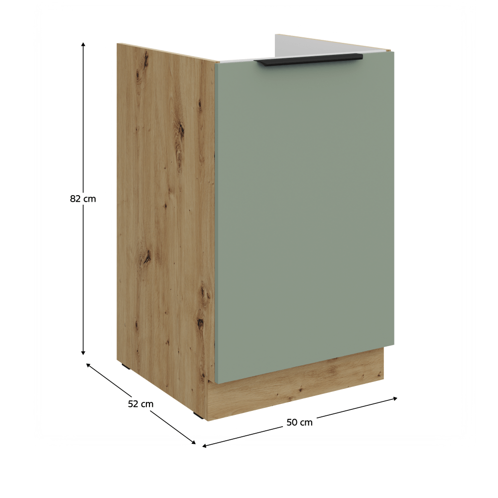 Dulapior pentru chiuveta, aquamarine/stejar artisan, ARSANY 50 ZL 1F BB — imaginea 3