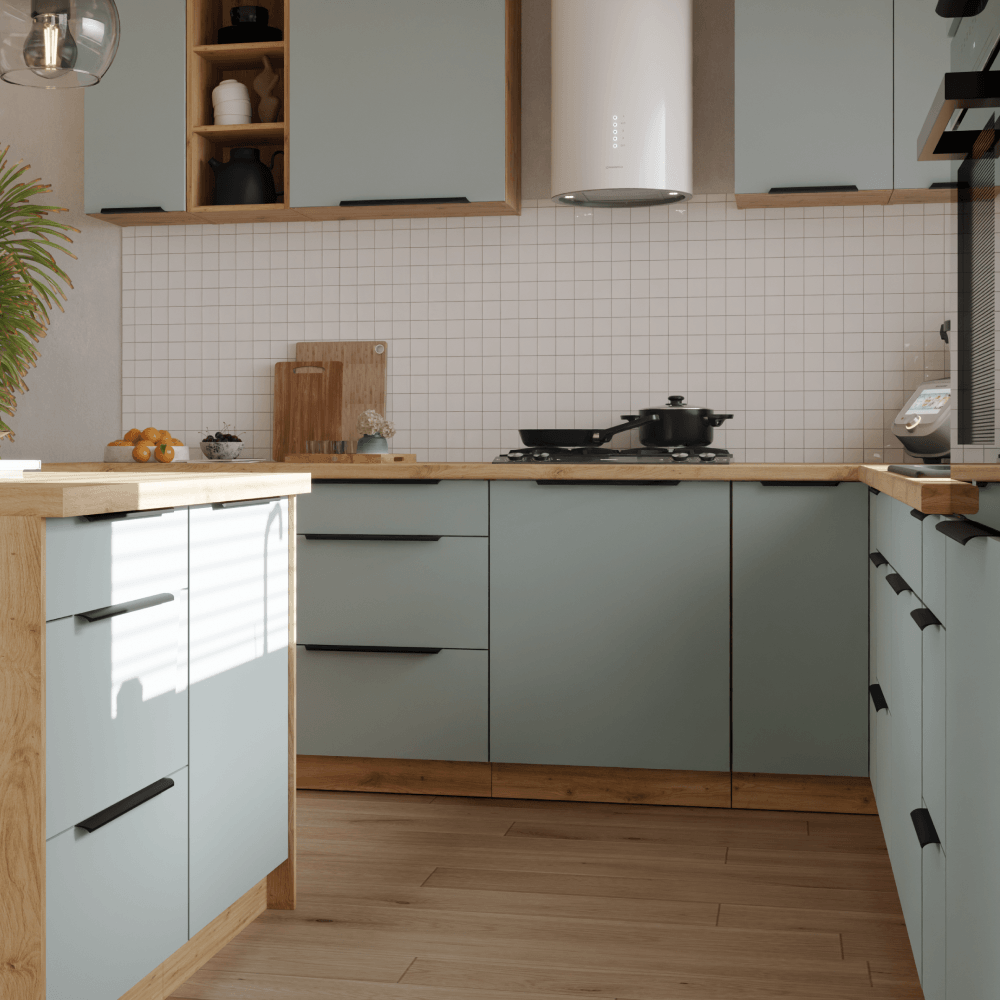 Dulapior inferior pentru aragaz incorporabil, aquamarine/stejar artisan, ARSANY 60 D GAZ BB — imaginea 15
