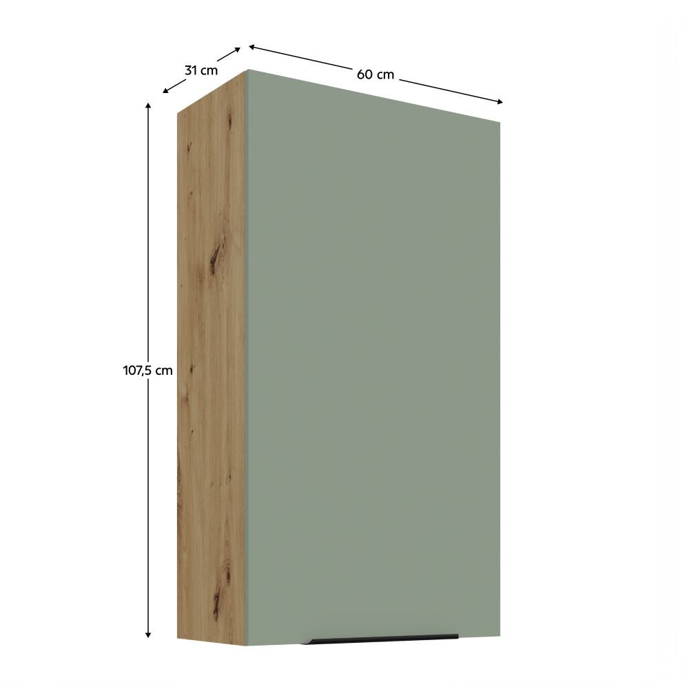 Dulapior superior, aquamarine/stejar artisan, ARSANY 60 G-108 1F — imaginea 3