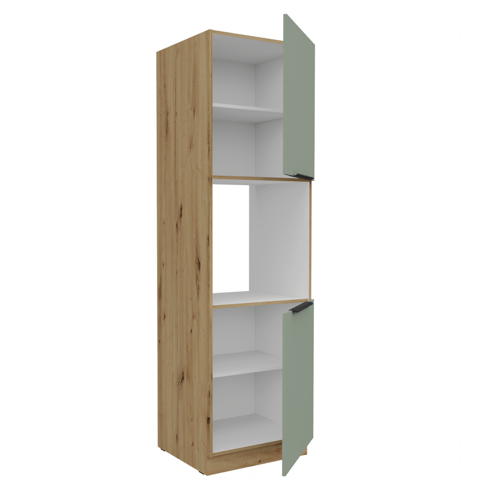 Dulapior inalt pentru cuptor incorporabil, aquamarine/stejar artisan, ARSANY 60 DP-210 2F — imaginea 2