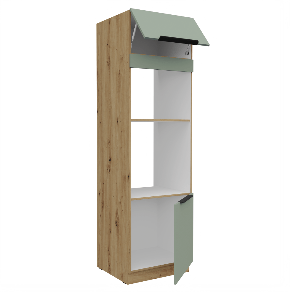 Dulapior inalt pentru cuptor si cuptor cu microunde, aquamarine/stejar artisan, ARSANY 60 DPM-210 2F — imaginea 2