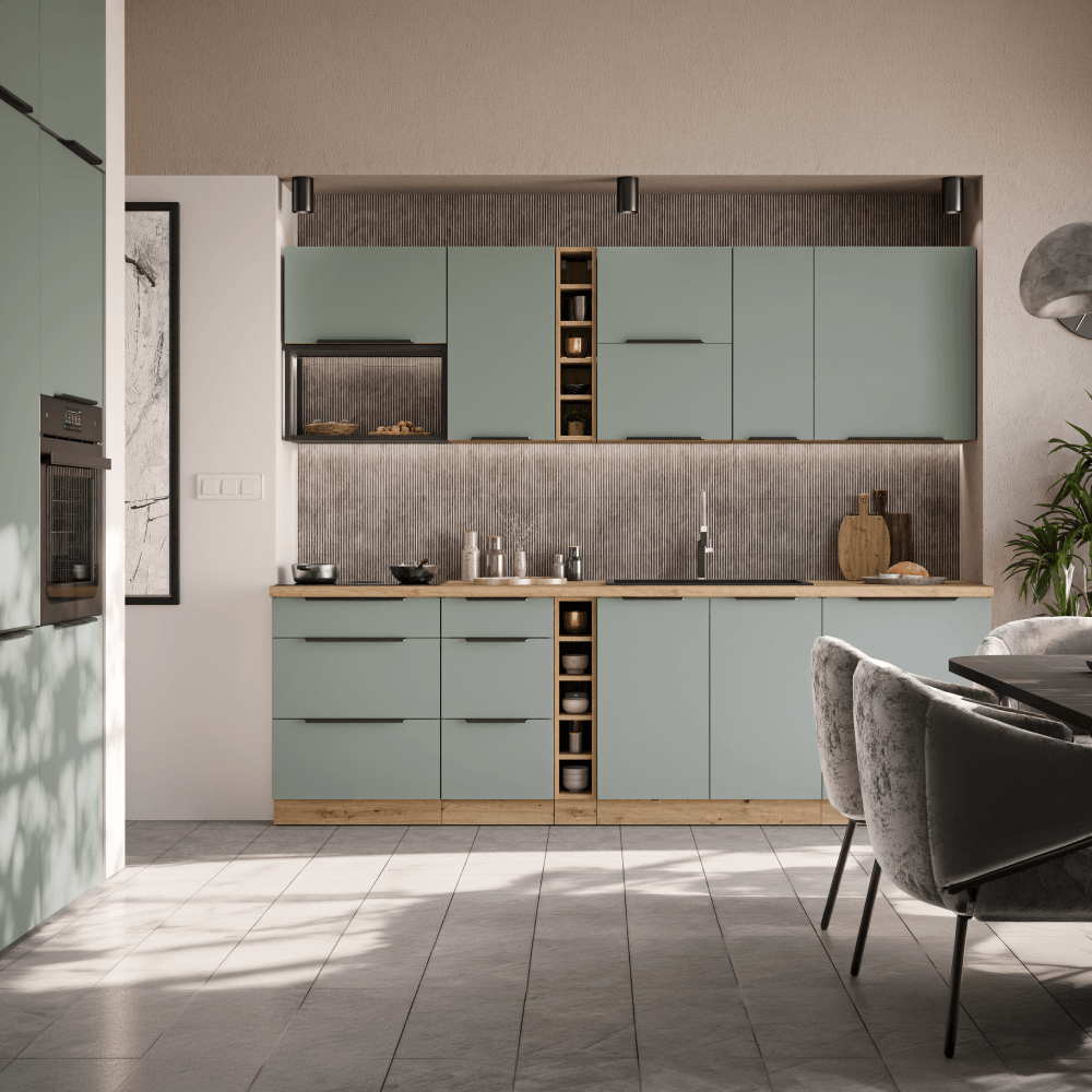 Dulapior pentru frigider incorporabil, aquamarine/stejar artisan, ARSANY 60 LO-210 2F — imaginea 11
