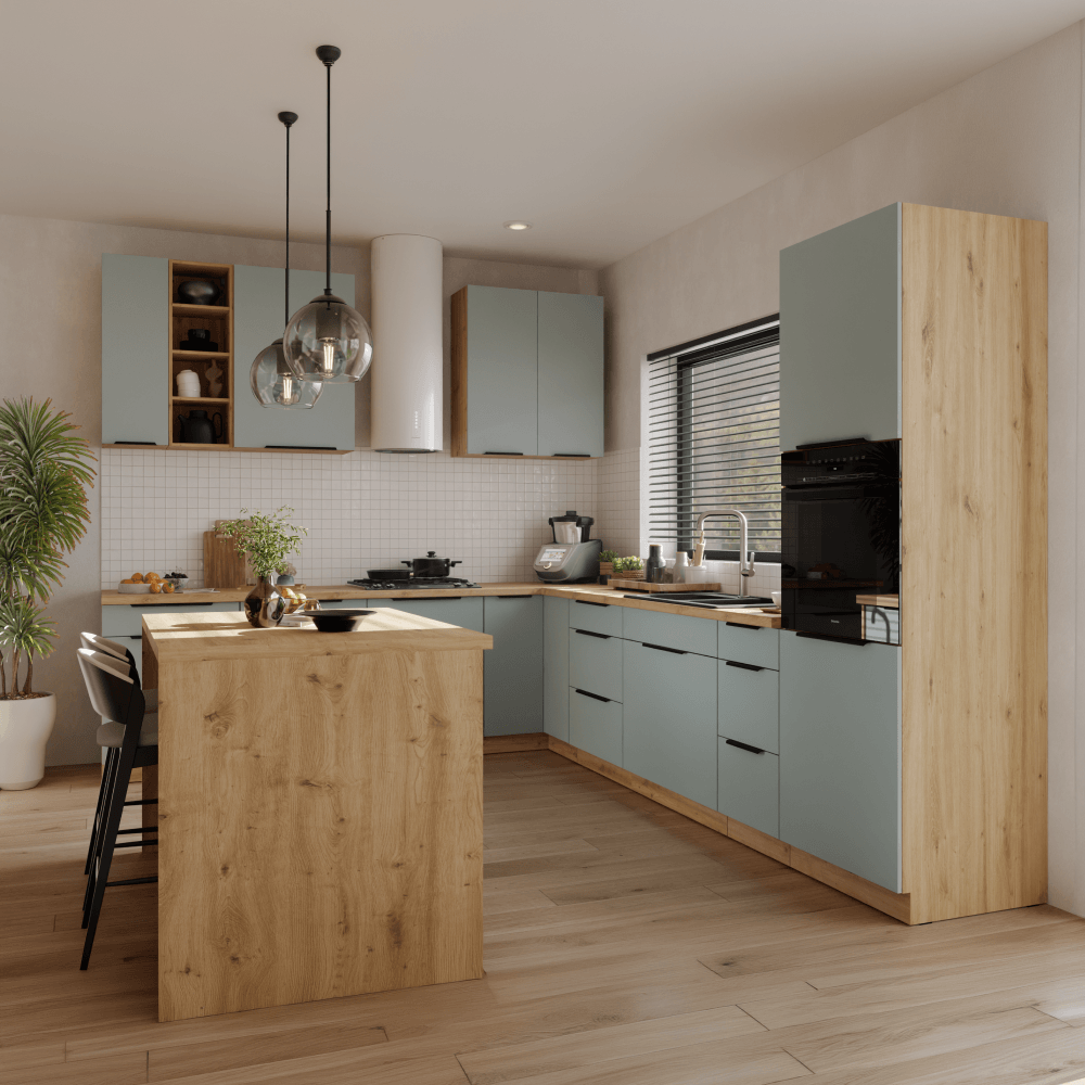 Dulapior inalt pentru cuptor incorporabil, aquamarine/stejar artisan, ARSANY 60 DP-210 2F — imaginea 15