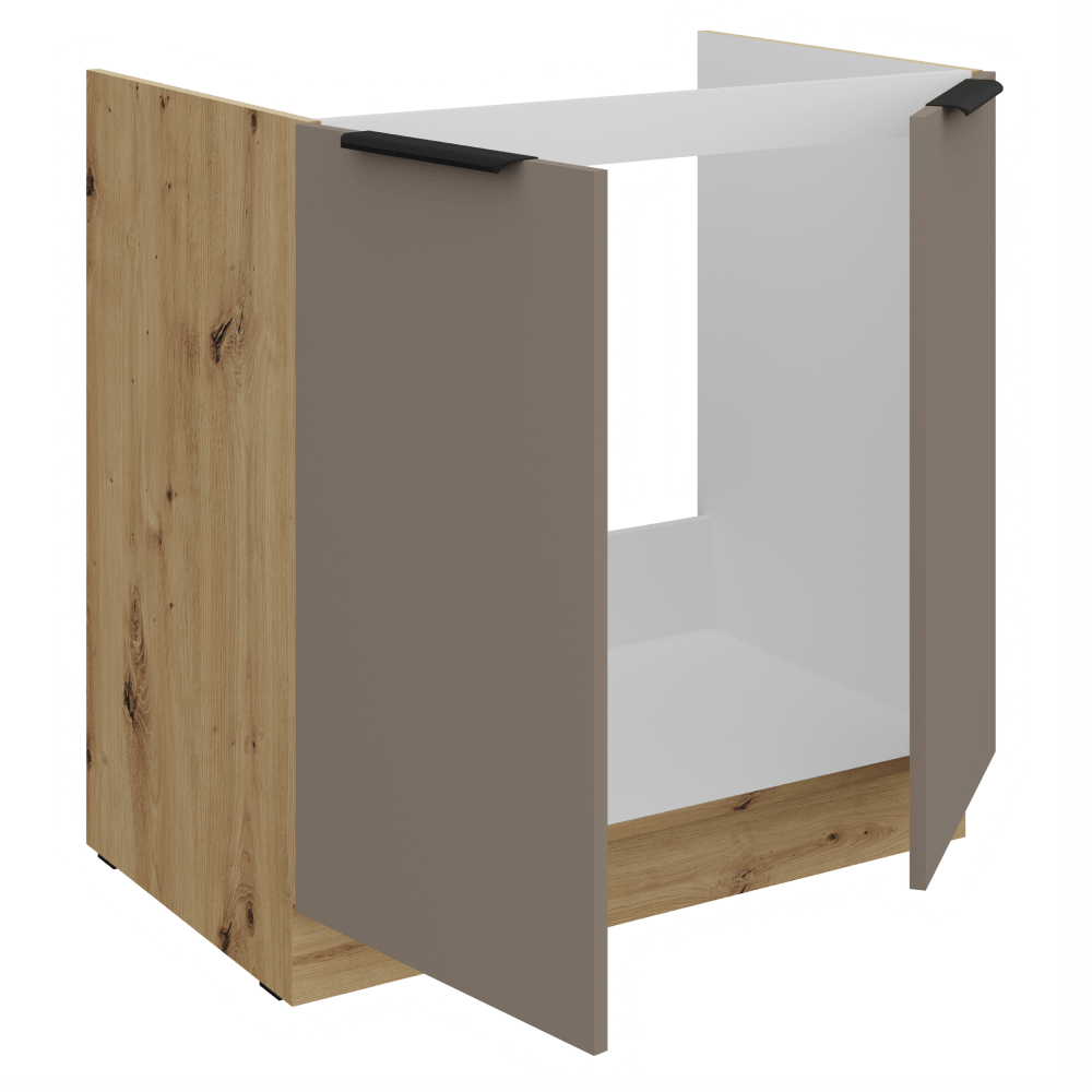 Dulapior pentru chiuveta, sandgrau/stejar artisan, FRISBO 80 ZL 2F BB — imaginea 2