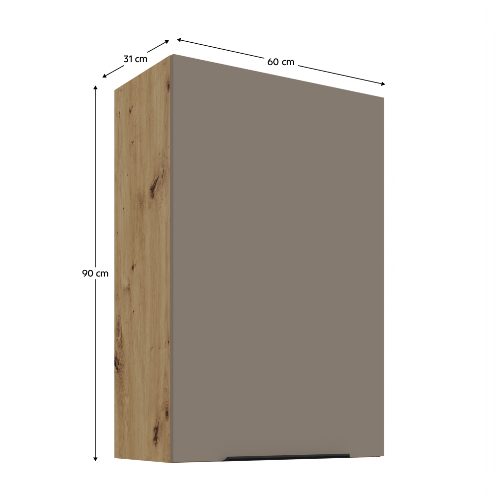 Dulapior superior, sandgrau/stejar artisan, FRISBO 60 G-90 1F — imaginea 3