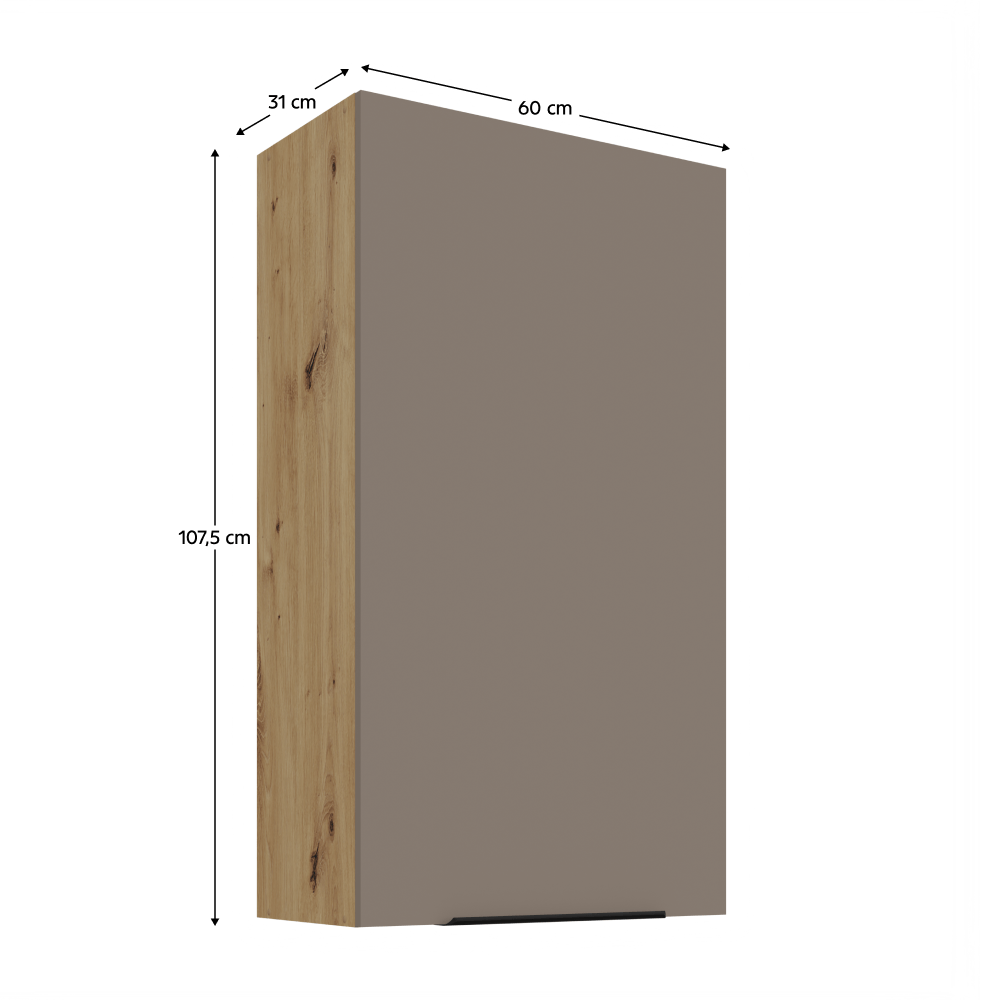 Dulapior superior, sandgrau/stejar artisan, FRISBO 60 G-108 1F — imaginea 3