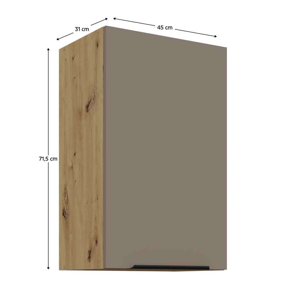 Dulapior superior, sandgrau/stejar artisan, FRISBO 45 G-72 1F — imaginea 3