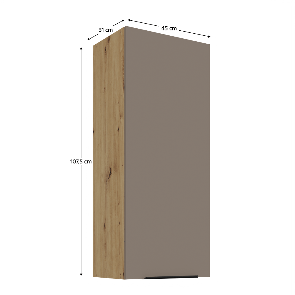 Dulapior superior, sandgrau/stejar artisan, FRISBO 45 G-108 1F — imaginea 3