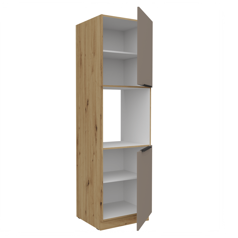 Dulapior inalt pentru cuptor incorporabil, sandgrau/stejar artisan, FRISBO 60 DP-210 2F — imaginea 2