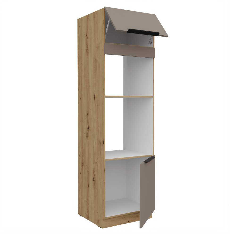 Dulapior inalt pentru cuptor si cuptor cu microunde, sandgrau/stejar artisan, FRISBO 60 DPM-210 2F — imaginea 2