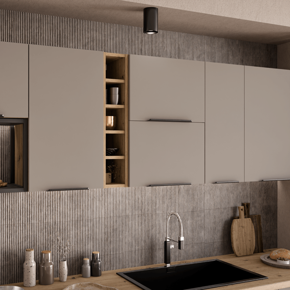 Dulapior inalt pentru cuptor incorporabil, sandgrau/stejar artisan, FRISBO 60 DPS-210 3S1F — imaginea 8