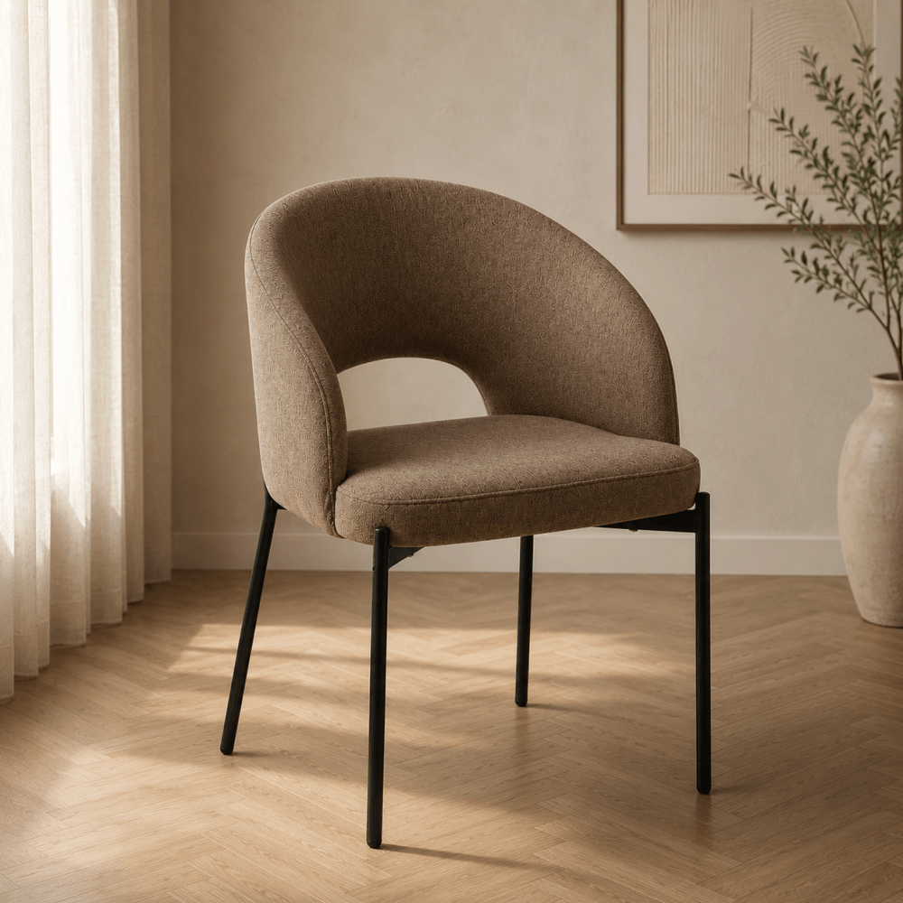 Scaun pentru sufragerie, maro/negru, LONKA — imaginea 5