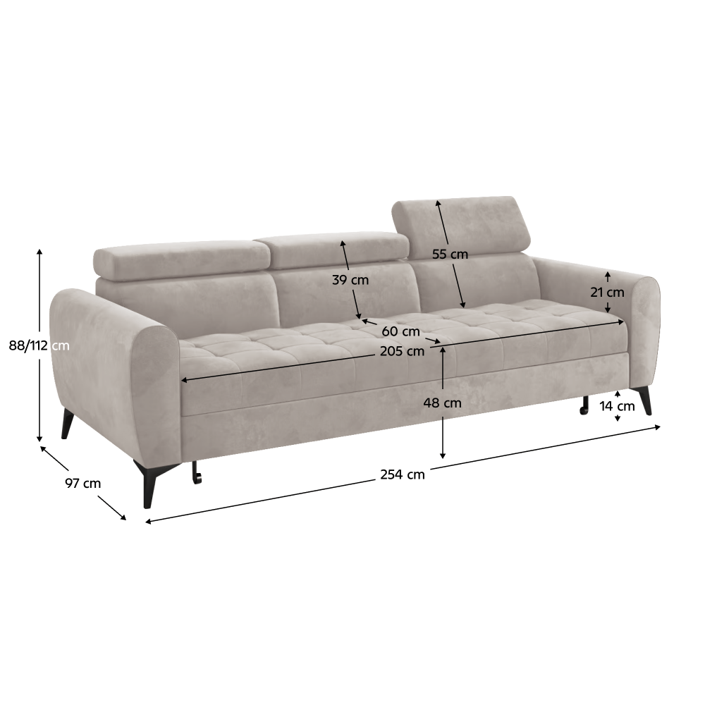 Canapea extensibila cu 3 locuri, bej Taupe, BARELO — imaginea 7
