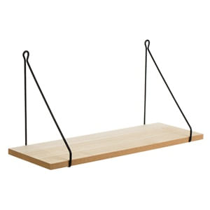 Raft suspendat decorativ din MDF cu suport metalic, 40x15x20cm, set de 2 bucati, culoare naturala — imaginea 2