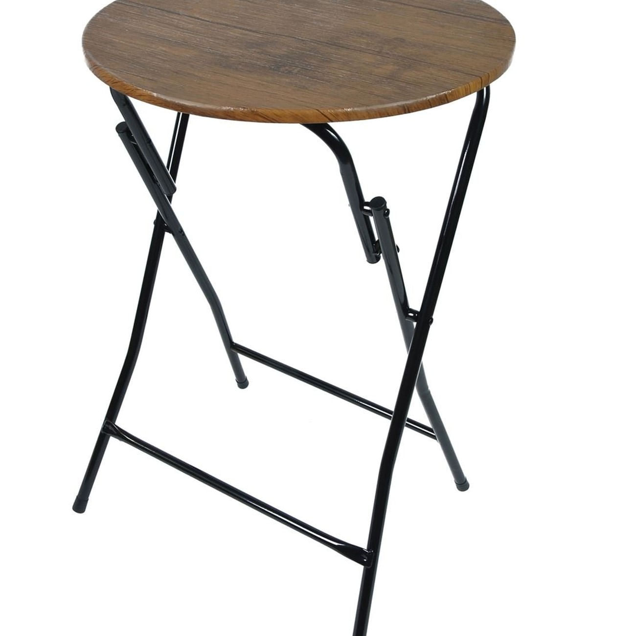 Masă Pliabilă Rotundă Maro MDF - Metal — imaginea 2