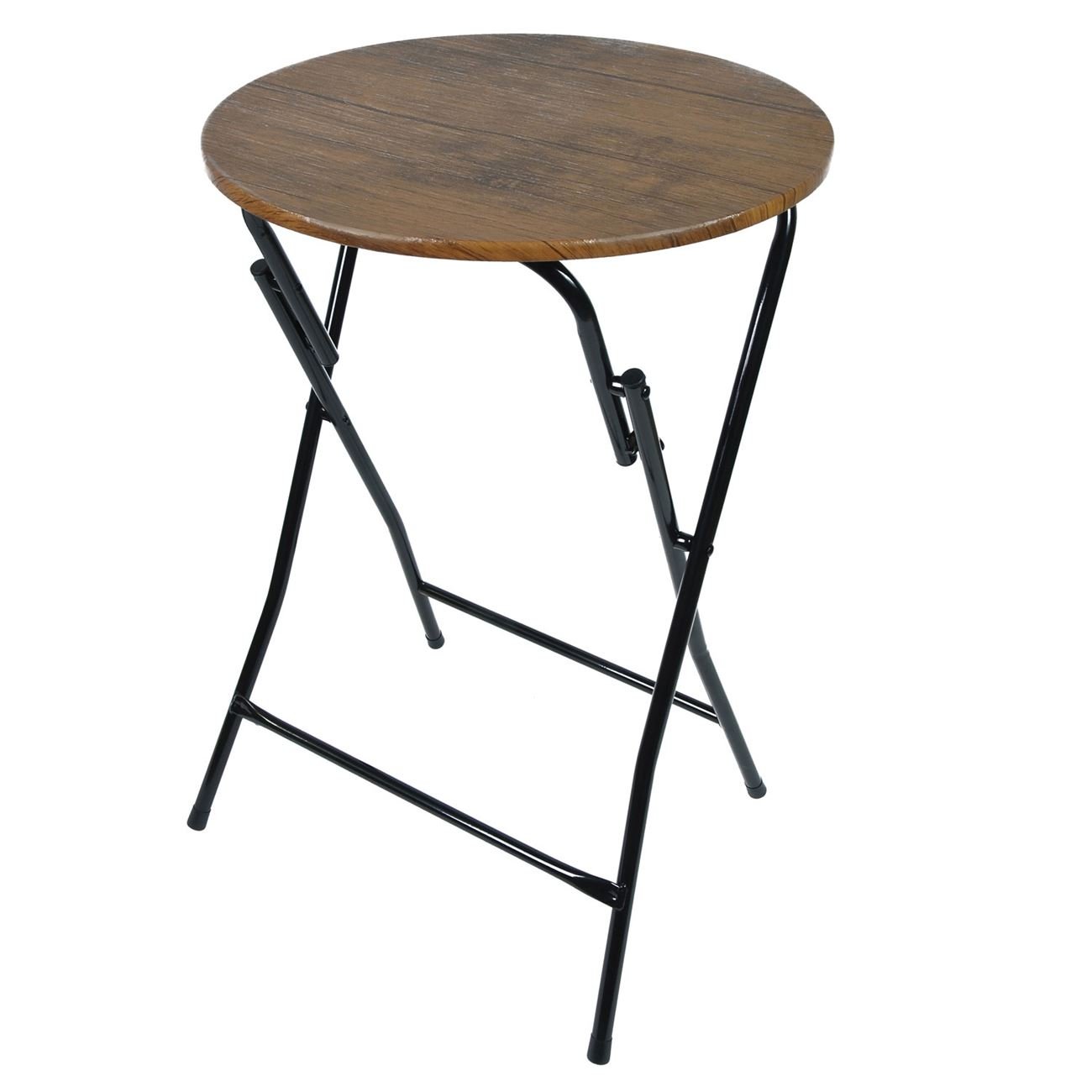Masă Pliabilă Rotundă Maro MDF - Metal — imaginea 3