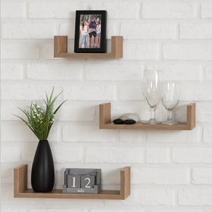 Rafturi de perete din MDF, Set 3 buc, Maro — imaginea 2