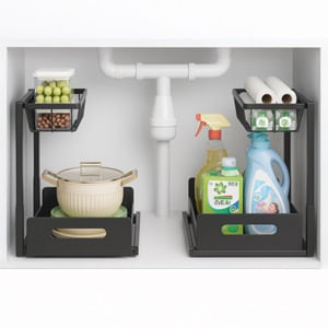 Raft Metalic Glisant cu Suport, 36x27x28,5cm, Negru — imaginea 2