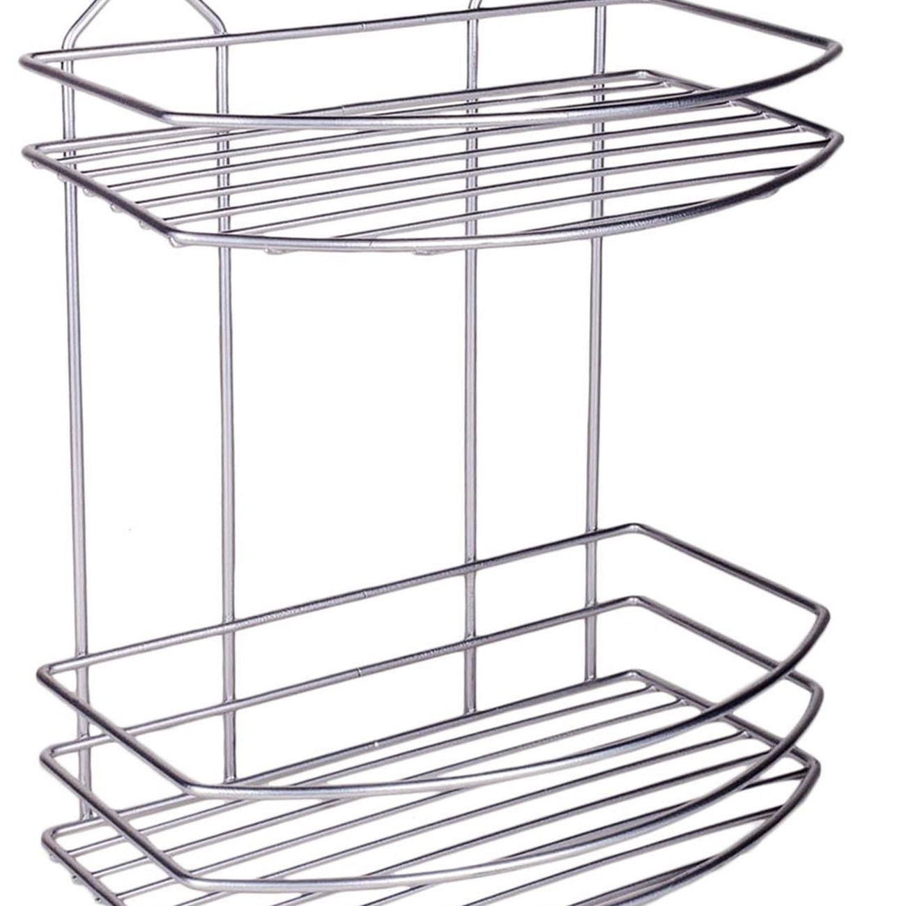 Raft Metalic Suspendabil pentru Baie, 2 Nivele, 25x15x30cm, Argintiu — imaginea 2