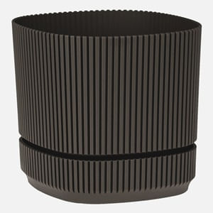Ghiveci din Plastic Maro cu Farfurie Incorporată și Striatii Verticale — imaginea 2