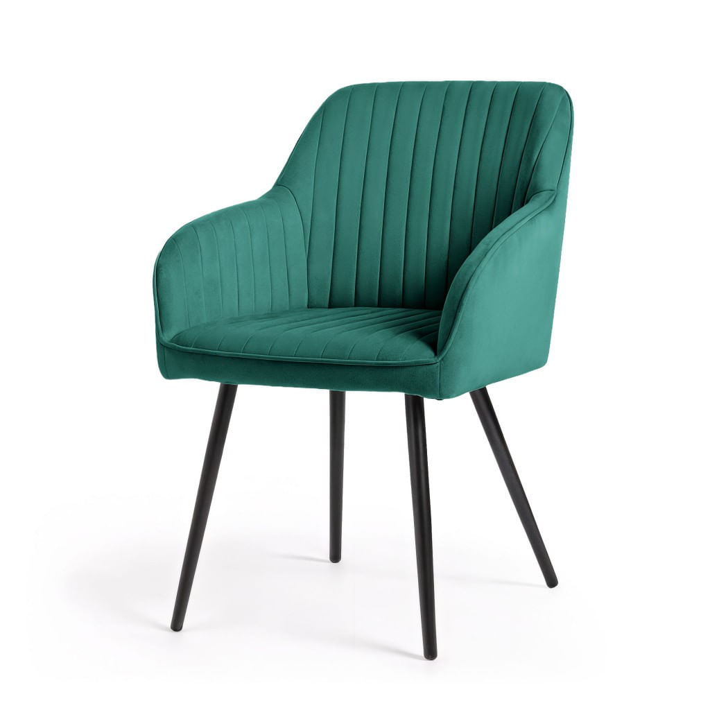 Set 2 scaune dining tapitate din velur Florence, 55x58x82 cm, maxim 120 kg, verde — imaginea 4