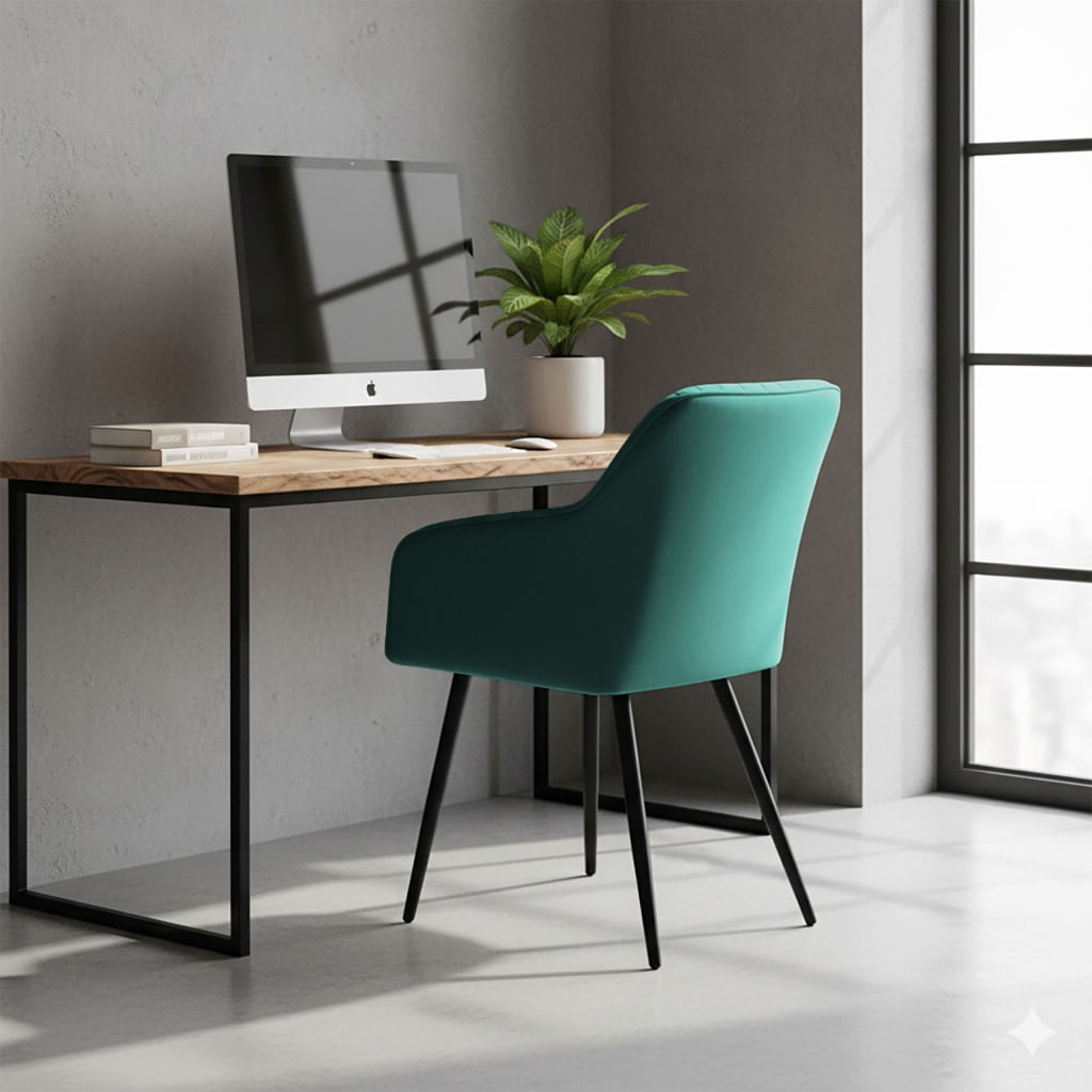 Set 2 scaune dining tapitate din velur Florence, 55x58x82 cm, maxim 120 kg, verde — imaginea 6