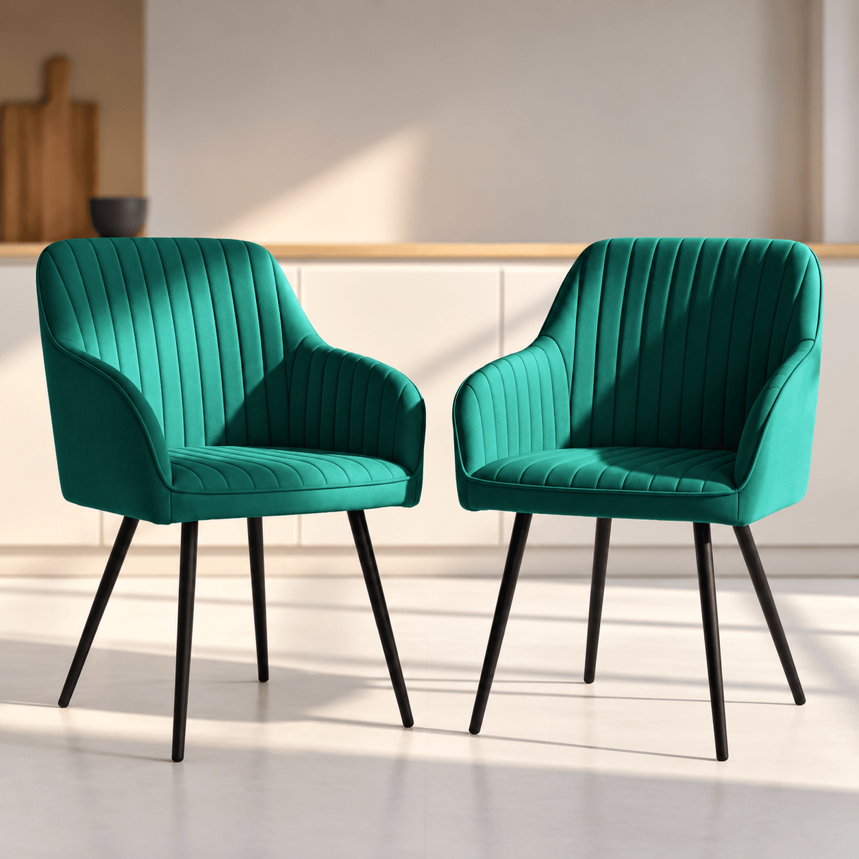 Set 2 scaune dining tapitate din velur Florence, 55x58x82 cm, maxim 120 kg, verde — imaginea 11