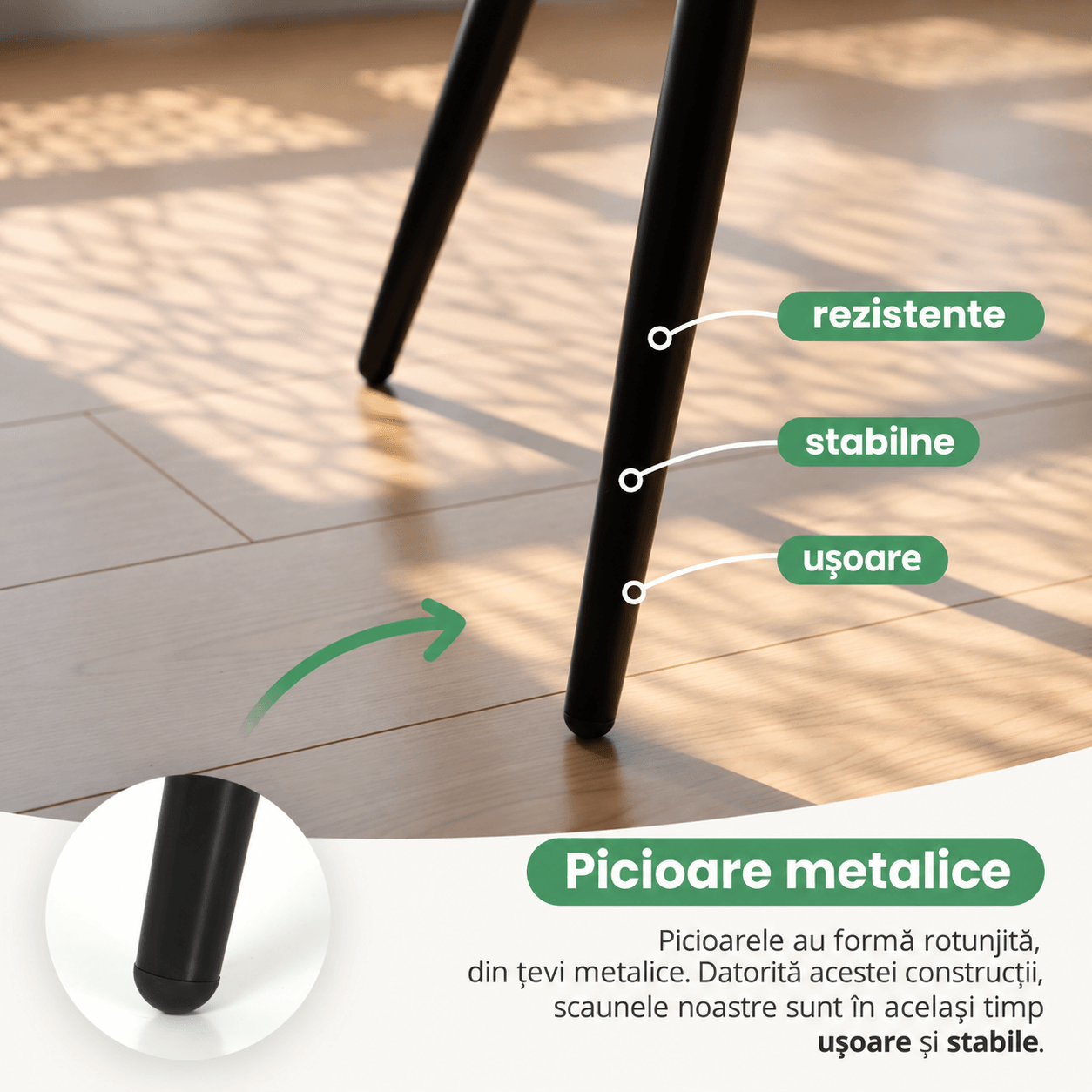Set 2 scaune dining tapitate din velur Florence, 55x58x82 cm, maxim 120 kg, verde — imaginea 12
