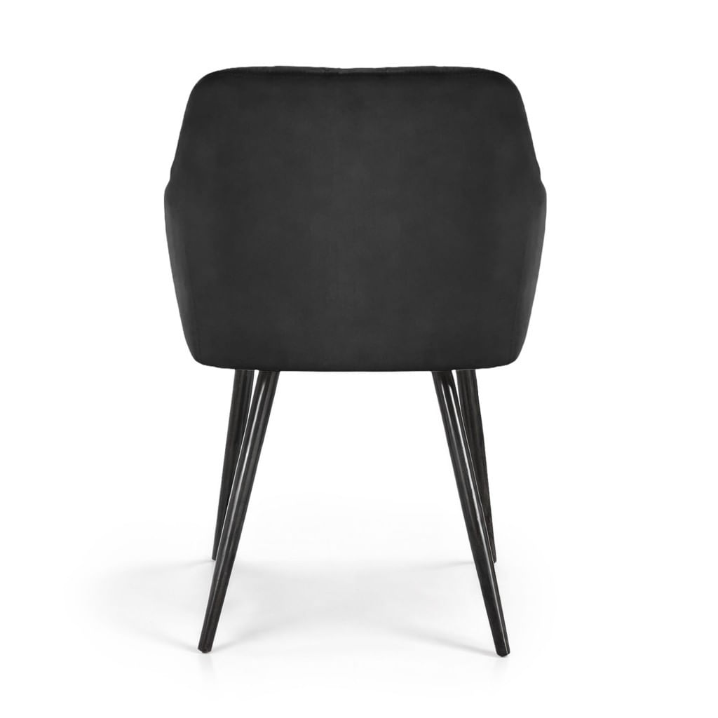 Set 2 scaune dining tapitate Velto, catifea, matlasate cu romburi, 52x58x82 cm, maxim 120 kg, negru — imaginea 2