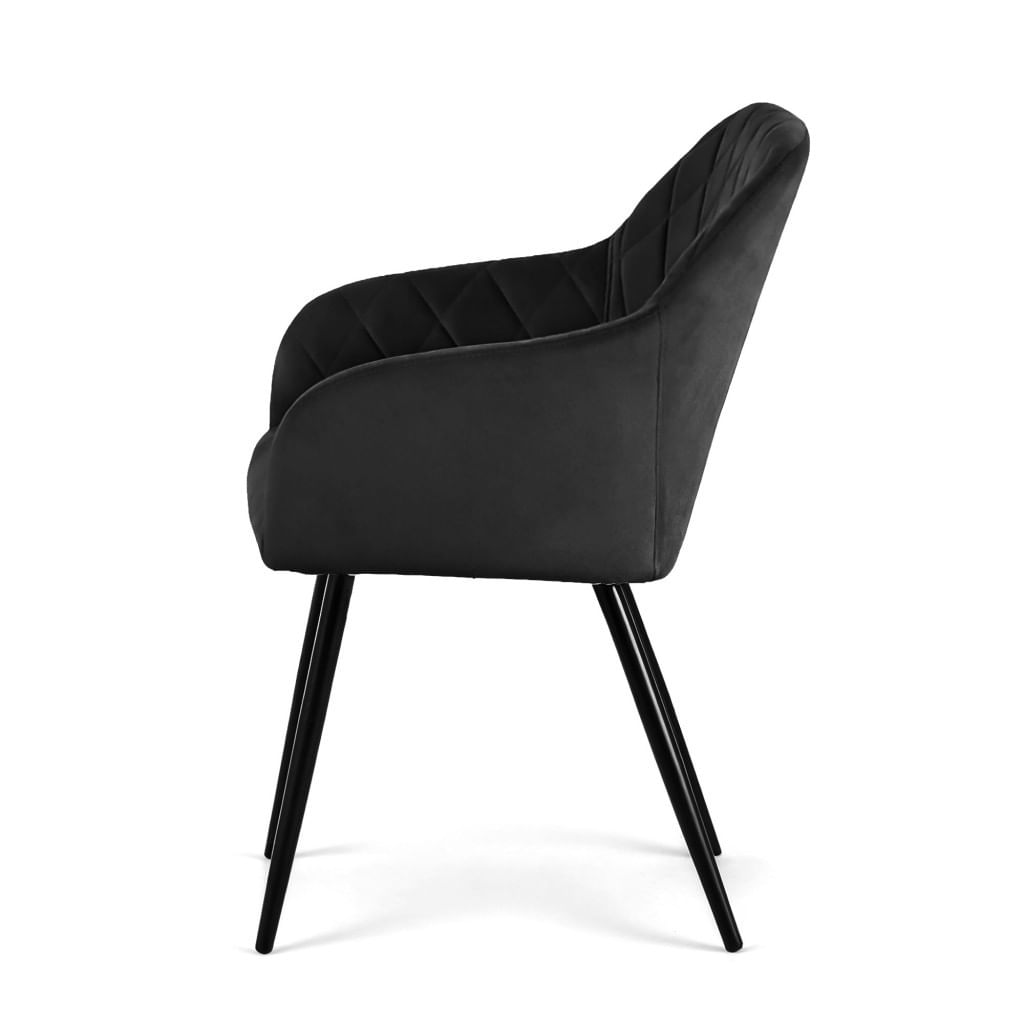 Set 2 scaune dining tapitate Velto, catifea, matlasate cu romburi, 52x58x82 cm, maxim 120 kg, negru — imaginea 5