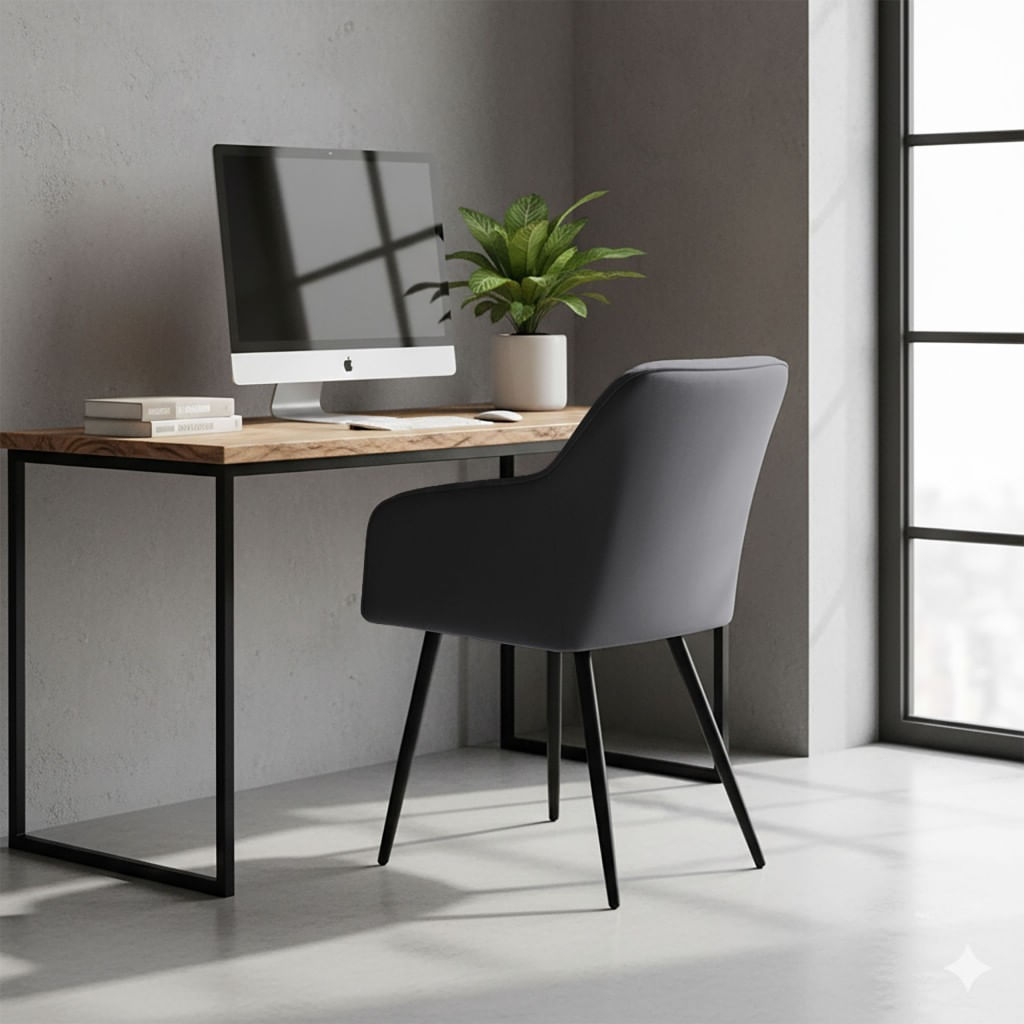 Set 2 scaune dining tapitate din catifea Diamante, 55x58x83 cm, maxim 120 kg, gri grafit — imaginea 4
