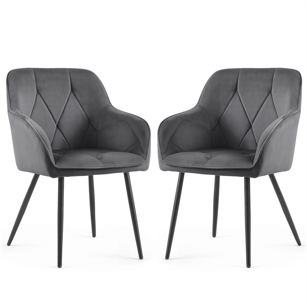 Set 2 scaune dining tapitate din catifea Diamante, 55x58x83 cm, maxim 120 kg, gri grafit — imaginea 5