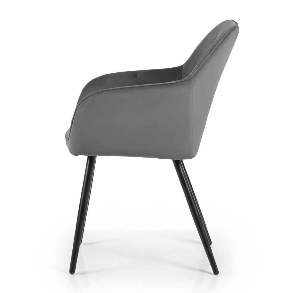Set 2 scaune dining tapitate din catifea Diamante, 55x58x83 cm, maxim 120 kg, gri grafit — imaginea 6