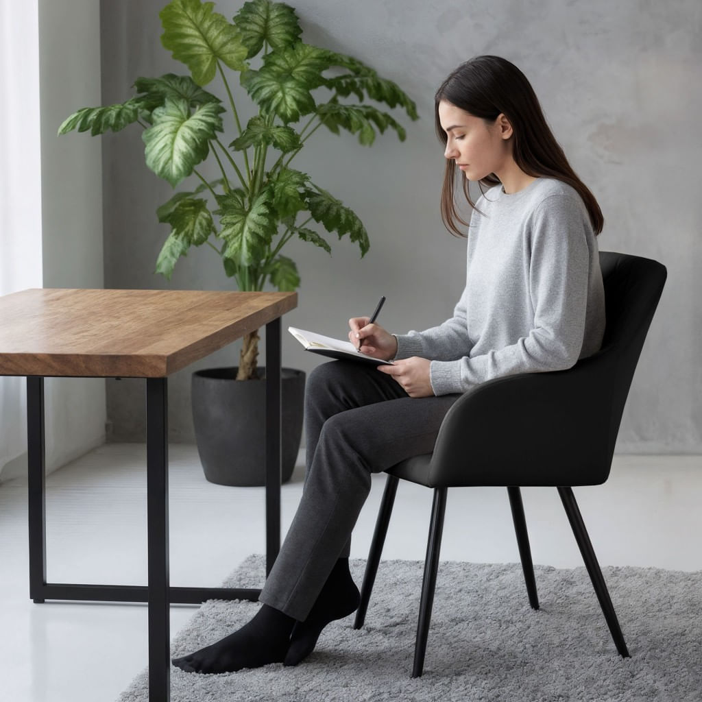 Set 2 scaune dining tapitate Velto, catifea, matlasate cu romburi, 52x58x82 cm, maxim 120 kg, negru — imaginea 7