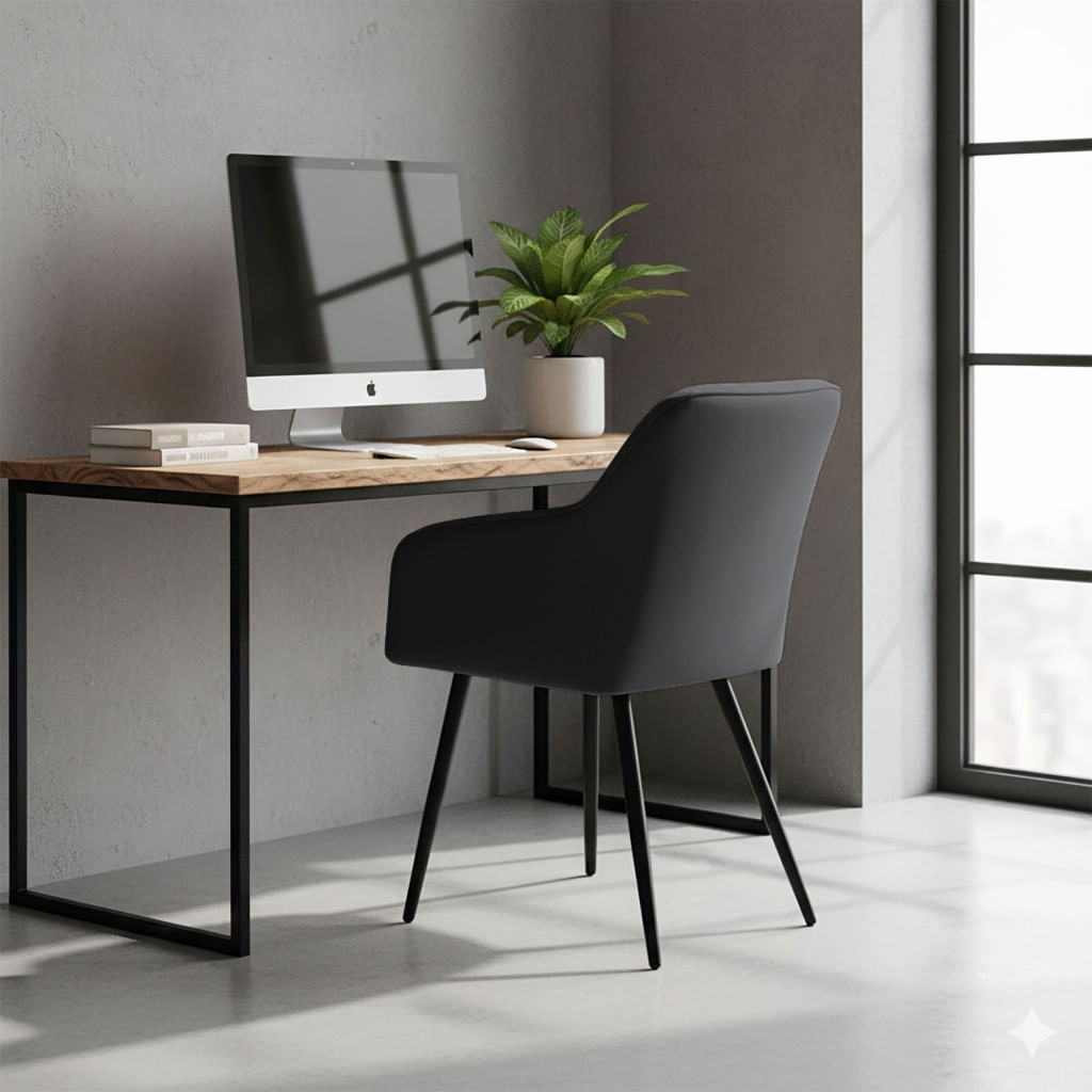 Set 2 scaune dining tapitate Velto, catifea, matlasate cu romburi, 52x58x82 cm, maxim 120 kg, negru — imaginea 8